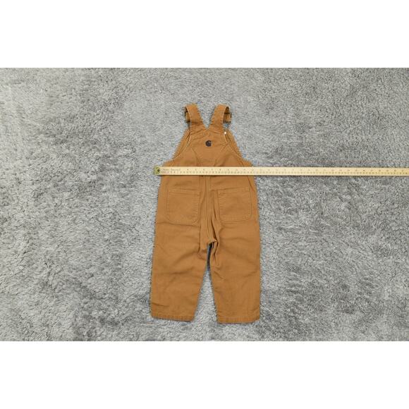 Carhartt Brown Cotton Double Knee Rib Overalls Canvas Size Toddler 18M - Picture 4 of 10